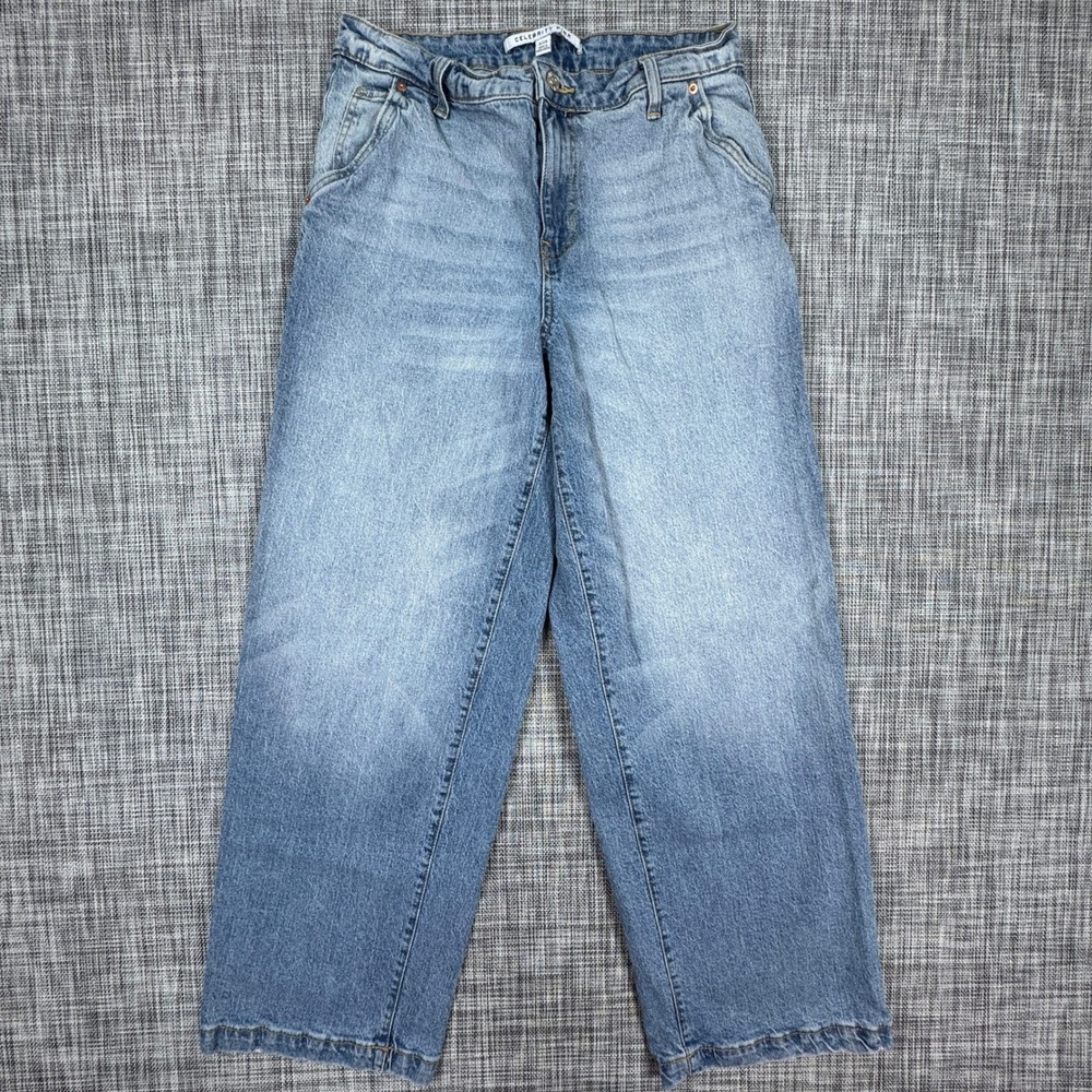 Celebrity Pink Womens Juniors 9/29 High Rise Straight Leg Jeans Light Blue Wash